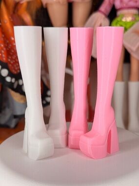 Boots fit Barbie & integrity toys Boots - Pink & White and black